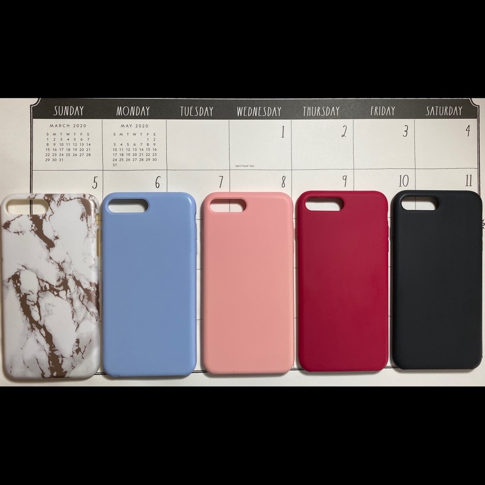 FIVE iPhone 7/8+ Silicone Cases, slightly used